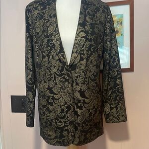 Susan Graver Black and Gold Sport Coat with Baroque Design